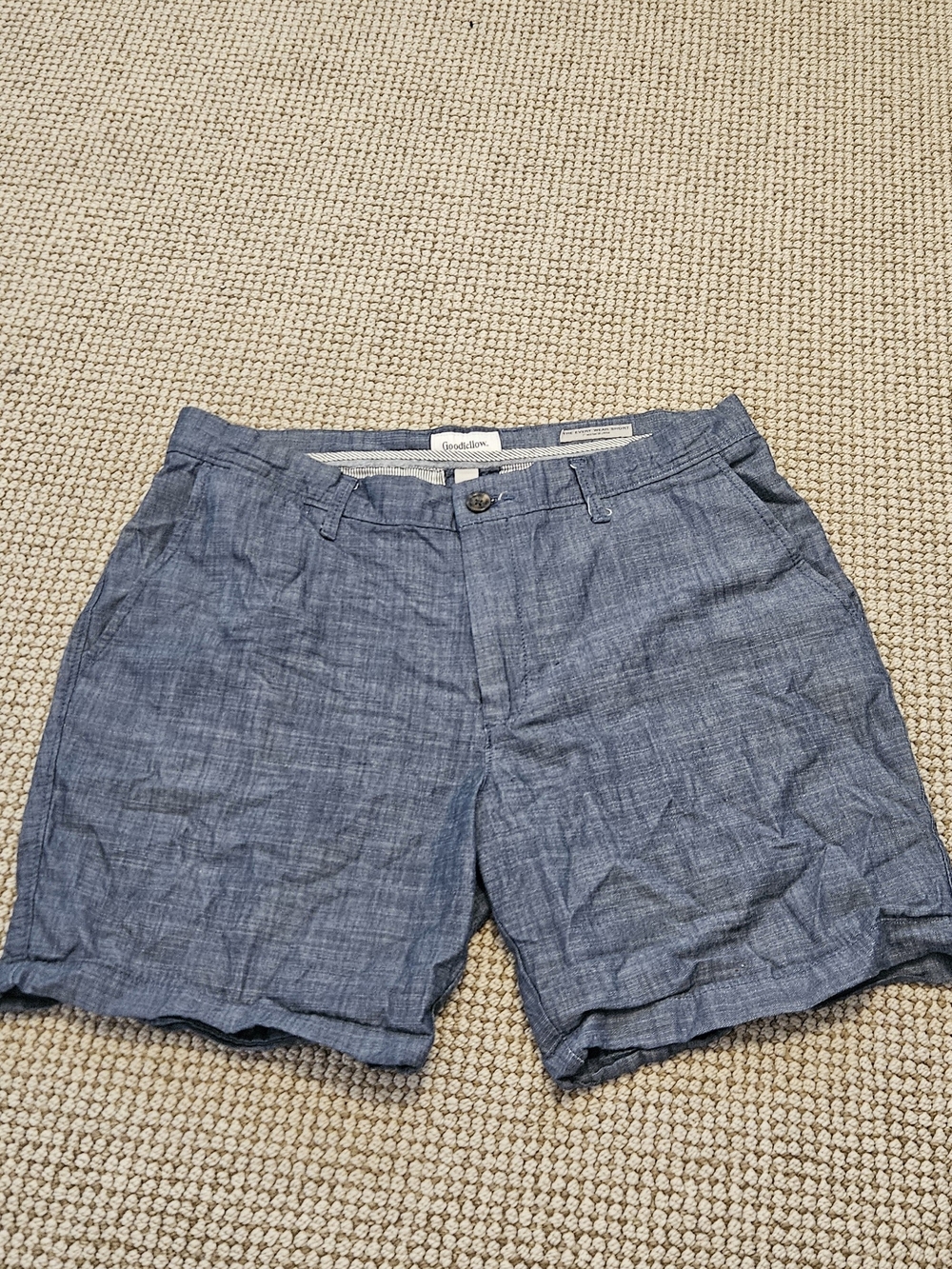 Club Monaco Men’s Blue Linen-Blend Shorts